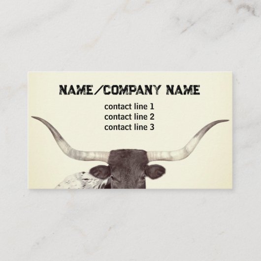 ロングホーン牛の写真セピア素朴な国 名刺 (裏面)