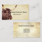 ロングホーン牛フォトアートセピア素朴ヴィンテージスタイル 名刺 (正面/裏面)