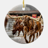 ロングホーン&ブーツ，テキサス州セラミックオーナメント セラミックオーナメント (裏面)