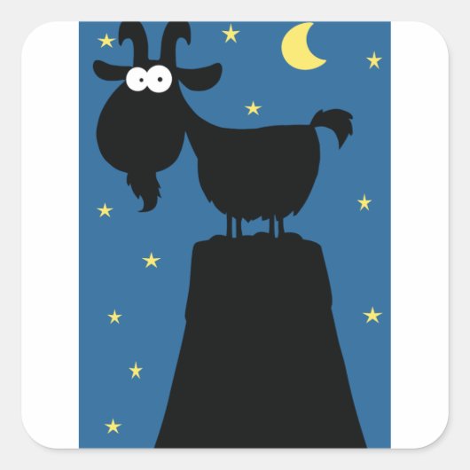 ロングホーン・ヤギ・ステッカー スクエアシール (正面)