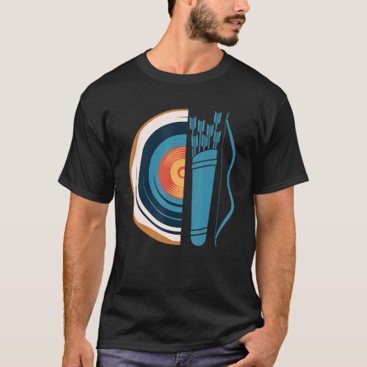 ロングボウ射手アーチェリーターゲット1 Tシャツ (正面)