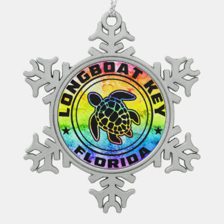ロングボート鍵フロリダシーカメ スノーフレークピューターオーナメント