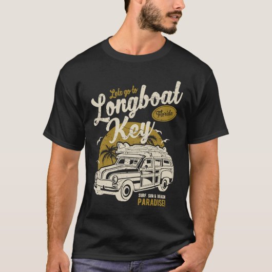 ロングボート鍵FLヴィンテージレトロ動揺して土産 Tシャツ (正面)
