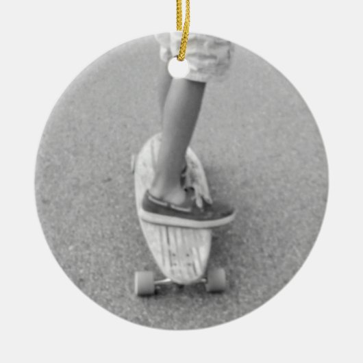 ロングボードに乗って生き残る セラミックオーナメント (正面)