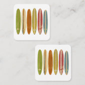 ロングボードサーフボードヴィンテージレトロスタイルサーフィン スクエア名刺 (正面/裏面)