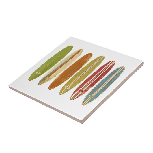 ロングボードサーフボードヴィンテージレトロスタイルサーフィン タイル (側面)