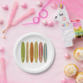 ロングボードサーフボードヴィンテージレトロスタイルサーフィン ペーパープレート (パーティー)