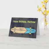 ロングボードスケートボードスケートボーダー誕生日 カード (黄色い花)