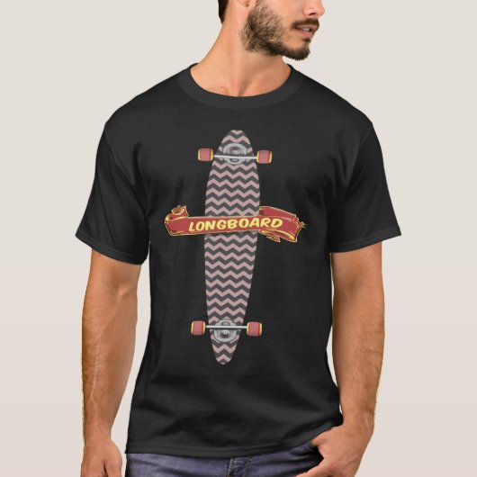 ロングボードスケートボードロングボード Tシャツ (正面)