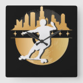 ロングボードダウンヒルアーバン&ライフスタイル スクエア壁時計 (正面)