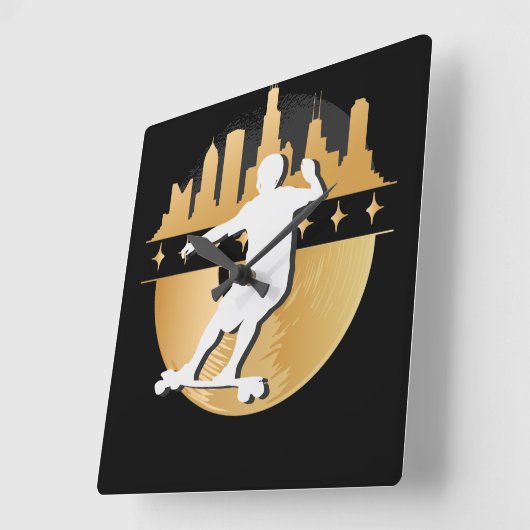 ロングボードダウンヒルアーバン&ライフスタイル スクエア壁時計 (傾斜)