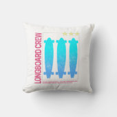 ロングボードレトロスケートボードヴィンテージスケーターデザイン クッション (正面)