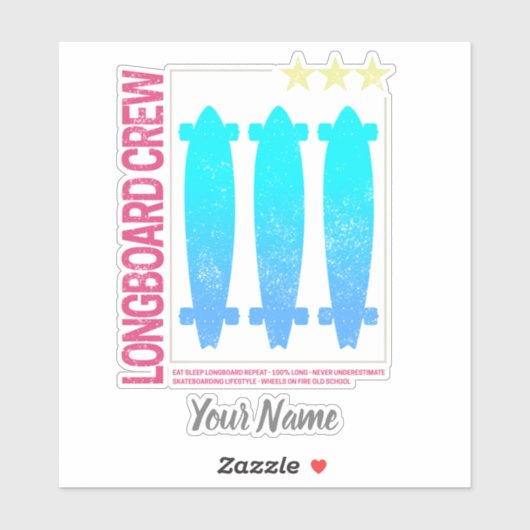 ロングボードレトロスケートボードヴィンテージスケーターデザイン シール (シート)