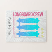 ロングボードレトロスケートボードヴィンテージスケーターデザイン ジグソーパズル (横)