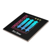 ロングボードレトロスケートボードヴィンテージスケーターデザイン タイル (側面)