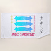 ロングボードレトロスケートボードヴィンテージスケーターデザイン ビーチタオル (正面)