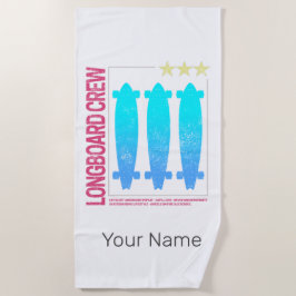 ロングボードレトロスケートボードヴィンテージスケーターデザイン ビーチタオル