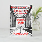 ロングボード誕生日パーティーの招待 招待状 (スタンド正面)