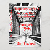 ロングボード誕生日パーティーの招待 招待状 (正面/裏面)