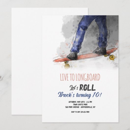 ロングボード 招待状 (正面/裏面)