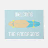 ロングボーパーソナライズされたドスケートボードスケートボーダー ドアマット (正面)