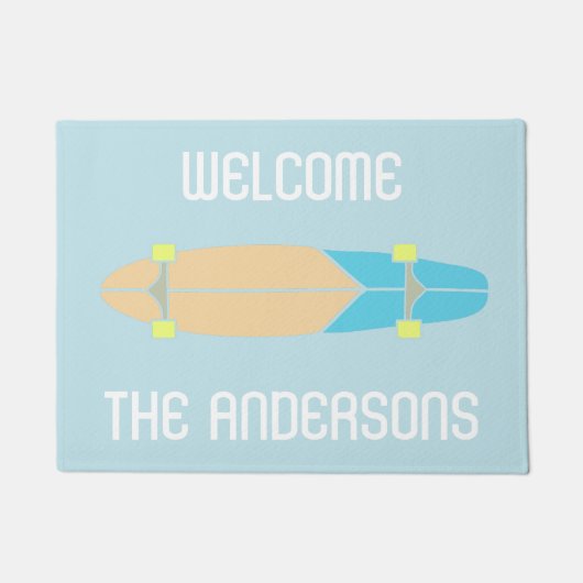 ロングボーパーソナライズされたドスケートボードスケートボーダー ドアマット (正面)