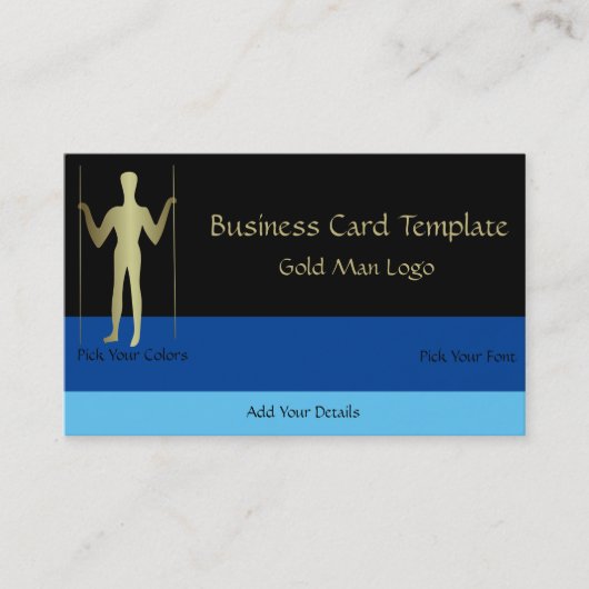 ロングマン – シンプル金ゴールドマンロゴ 名刺 (正面)