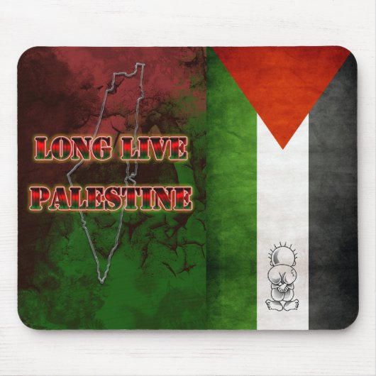 ロングライフパレスチナ国旗グランジマウスパッド マウスパッド (正面)