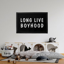 ロングライブボーイフード白黒ボーイベッドルームバナー