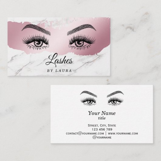 ロングラッシュエクステンションのメイクアップアーティスト美しい目 名刺 (正面/裏面)