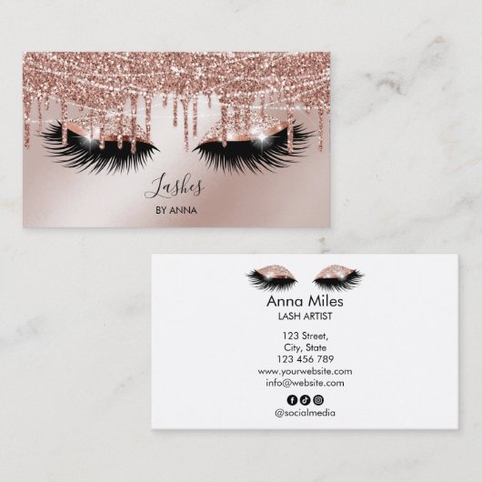 ロングラッシュエクステンションメイクアップアーティスト美しいサロンバス 名刺 (正面/裏面)