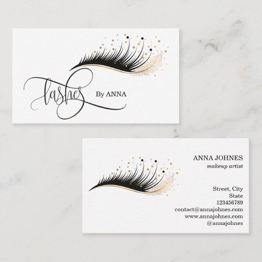 ロングラッシュエクステンションメイクアップアーティスト美しいサロン 名刺 (正面/裏面)