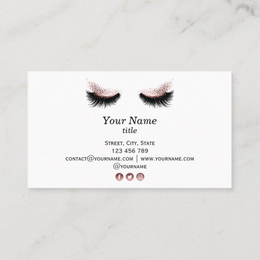 ロングラッシュエクステンションメイクアップアーティスト赤面ピンク 名刺 (裏面)