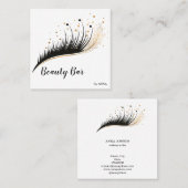 ロングラッシュエクステンションメイクアップフェザー美しいサロン スクエア名刺 (正面/裏面)