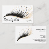 ロングラッシュエクステンションメイクアップフェザー美しいサロン 名刺 (正面/裏面)