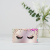 ロングラッシュメイクアップアーティストドリップホログラフィック金ゴールド 名刺 (スタンド正面)