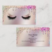 ロングラッシュメイクアップアーティストドリップホログラフィック金ゴールド 名刺 (正面/裏面)