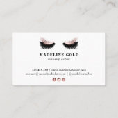 ロングラッシュメイクアップアーティスト美しいサロンバラ金ゴールド 名刺 (裏面)