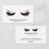 ロングラッシュメイクアップアーティスト美しいサロンバラ金ゴールド 名刺 (正面/裏面)