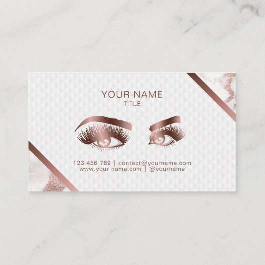 ロングラッシュ&ブローズメイクアップアーティストバラ金ゴールド大理石 ロイヤリティカード (裏面)