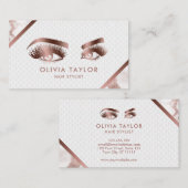 ロングラッシュ&ブローズメイクアップアーティストバラ金ゴールド大理石 名刺 (正面/裏面)