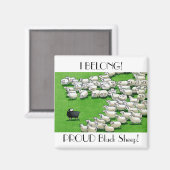 ロングラ失ったム誇りを持った：ブラックシープマグネット マグネット (正面/裏面)