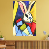 ロングリーラビットジオメトリック抽象芸術アートスタイル キャンバスプリント (インサイチュ (リビング))