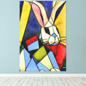 ロングリーラビットジオメトリック抽象芸術アートスタイル キャンバスプリント (インサイチュ (ウッドフロア))