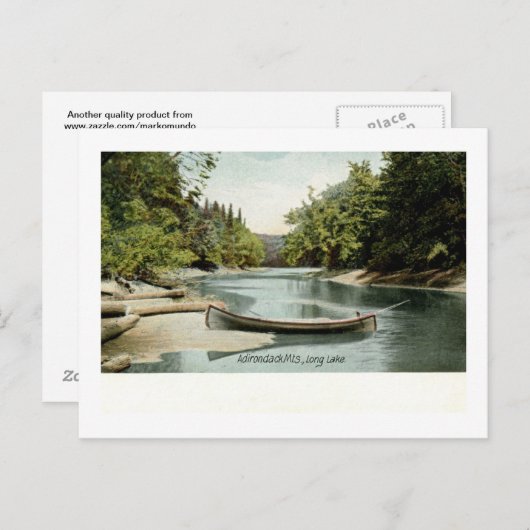 ロングレイク、アディロンドラック山脈、NY 1906ヴィンテージ ポストカード (正面/裏面)