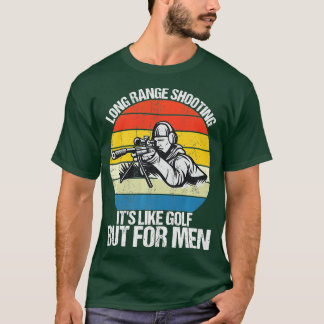 ロングレンジ射撃、 発砲そのゴルフのようにリター男性へル Tシャツ