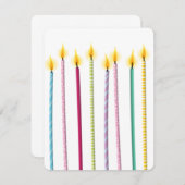 ロングロカラフルンソクス誕生日テンプレート 招待状 (正面/裏面)