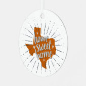 ロングロングバーンドオレンジホームスイートホーム – テキサス州 メタルオーナメント (正面左)