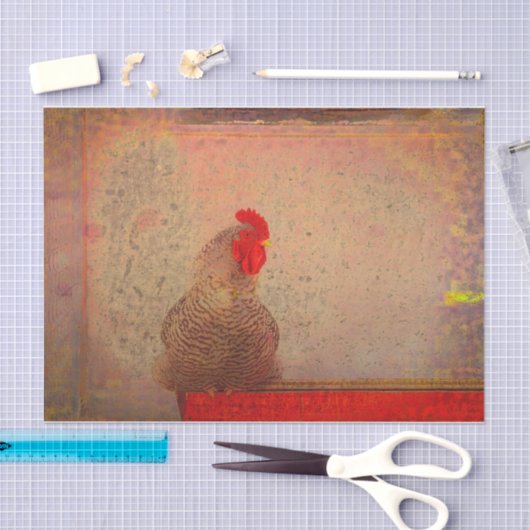 ロングヴィンテージアンティークレッドブラウンテクスチャファームティス 薄葉紙 (クラフト)