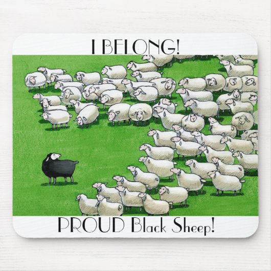 ロング失ったラム誇りを持った：ブラックシープマウスパッド マウスパッド (正面)